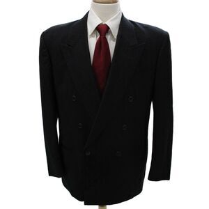 Ermenegildo Zegna Mens Black Wool Striped Jacket Size 52